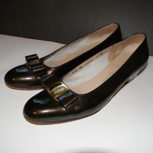 Salvatore Ferragamo Vara Brown Patent Leather 8.5